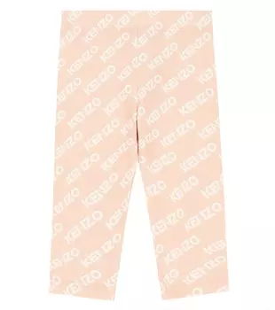 Детские хлопковые леггинсы Kenzo Kids, бежевый