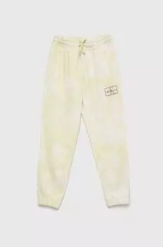 Детские хлопковые спортивные штаны Calvin Klein Jeans, зеленый