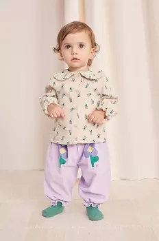 Детские хлопковые спортивные штаны Pansy Flower Bobo Choses, фиолетовый
