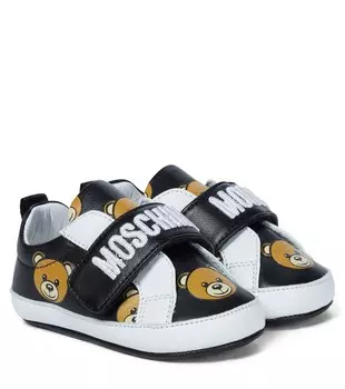 Детские кожаные кроссовки Moschino, черный