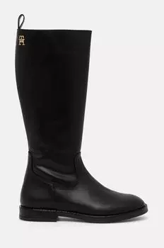 Детские кожаные сапоги Tommy Hilfiger, черный