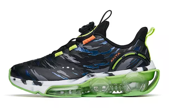 Детские кроссовки GS Low-top Black/Fluescent Green Anta Kids