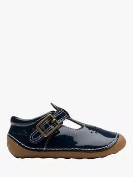 Детские кроссовки tiny skip t-bar из натуральной кожи для малышей Clarks, цвет Navy Patent