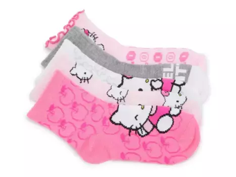 Детские носки High Point Design Hello Kitty Quarter Ankle Socks - 5 шт. в упаковке, белые/розовые/серые