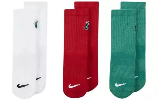 Детские носки Nike, белый/красный/зеленый