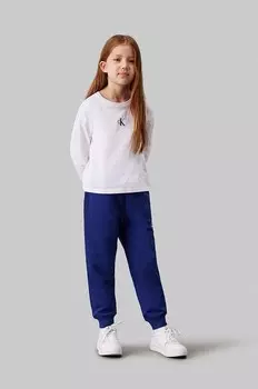 Детские спортивные штаны из хлопка СПОРТИВНЫЕ БРЮКИ Calvin Klein Jeans, синий