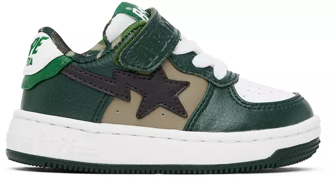 Детские зелено-белые кроссовки STA BAPE