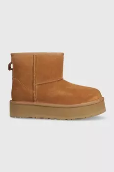 Детские зимние сапоги UGG CLASSIC MINI PLATFORM, бежевый