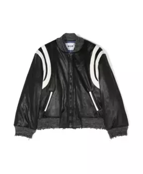 Детский бомбер из искусственной кожи Msgm, черный
