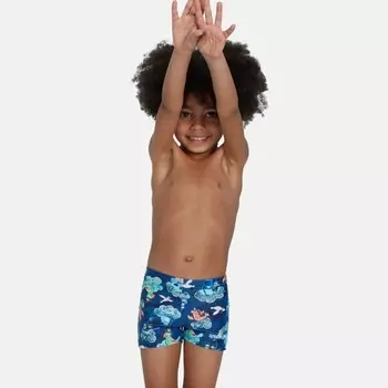 Детский цельный купальник digital allover, аквашорты Speedo, синий