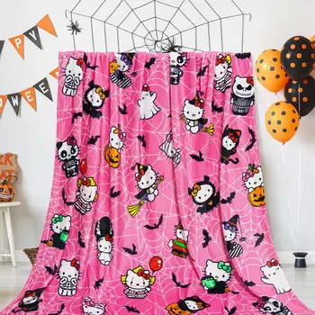 Детский флисовый плед с рисунком Hello Kitty в стиле Хэллоуин Jeinju 40 х 30 дюймов, розовый