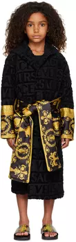 Детский халат черного цвета I Heart в стиле барокко Versace
