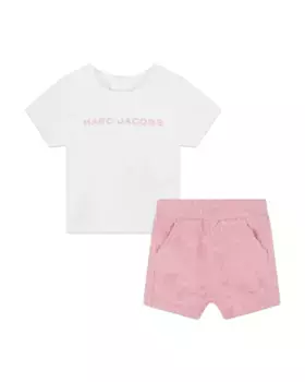 Детский комплект из футболки с короткими рукавами и шортиков Marc Jacobs, розовый