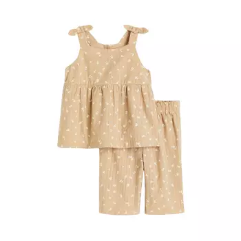 Детский костюм H&M 2-piece Cotton, бежевый/цветы