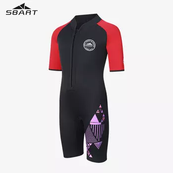 Детский купальник Shark Bart для мальчиков и девочек, гидрокостюм с короткими рукавами, цельный купальник черного и красного цвета, размер L SBART