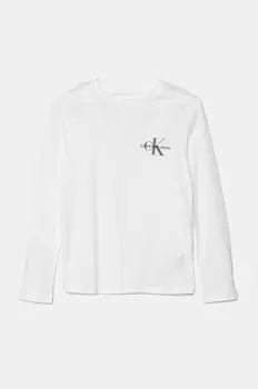 Детский лонгслив Calvin Klein Jeans, белый