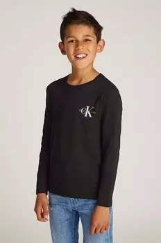 Детский лонгслив Calvin Klein Jeans, черный