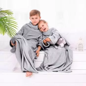 Детский плед с наклейкой Смурф DecoKing, серый