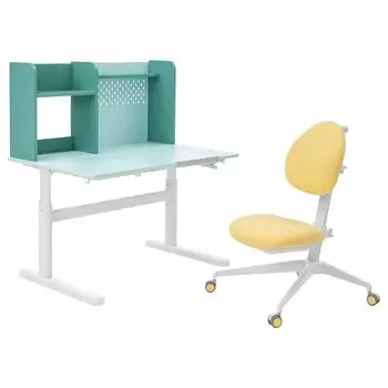 Детский стол и стул BERGLRKA/DAGNAR IKEA, 100x70 см, бирюзовый/желтый