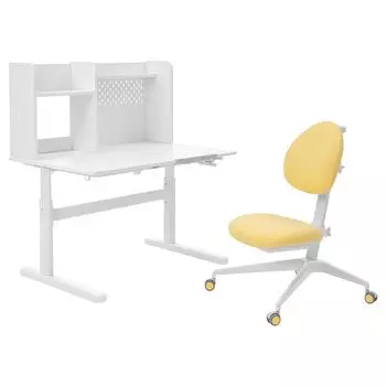 Детский стол и стул BERGLRKA/DAGNAR IKEA, 100x70 см, белый/желтый