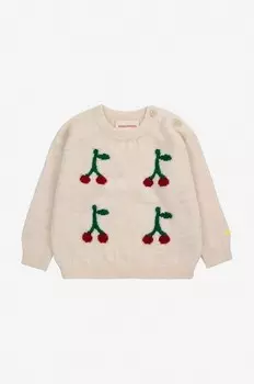 Детский свитер Cherry из смесовой шерсти Bobo Choses, бежевый