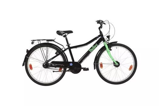 Детский велосипед Bellini Luca 7 - 24 дюймов - Diamant - 2024, цвет Schwarz|blackneongreen