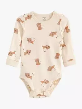 Детское боди с длинным рукавом Lindex, цвет Light Beige/Multi