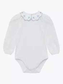 Детское боди с воротником-гребешком Trotters, цвет White/Blue