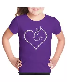 Детское кошачье сердце - футболка для девочек с рисунком Word Art LA Pop Art
