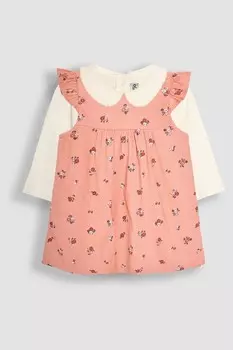 Детское платье и боди с цветочным принтом на шнурке Jojo Maman Bb, розовый
