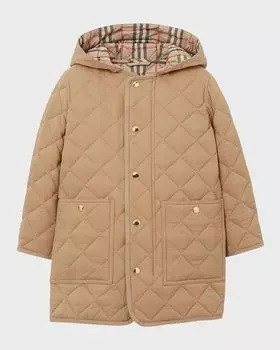 Детское стеганое пальто Reilly, размер 3–14 Burberry, цвет Archive Beige