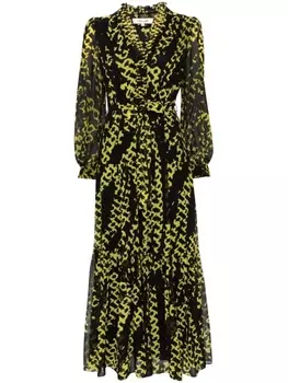 Diane Von Furstenberg расклешенное платье с абстрактным узором, желтый