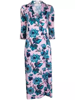 Diane Von Furstenberg шелковое платье с цветочным принтом, розовый