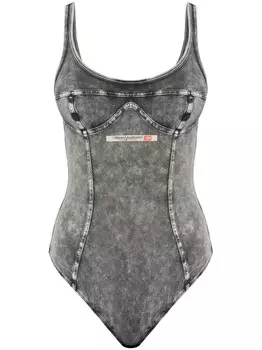Diesel боди из денима Ufby, серый