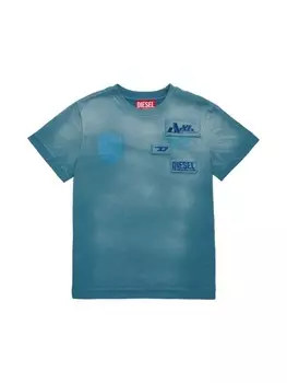 Diesel Kids футболка с эффектом выбеливания, синий