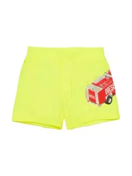 Diesel Kids плавки-шорты с графичным принтом, желтый