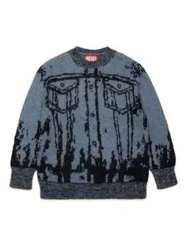 Diesel Kids пуловер с принтом, синий