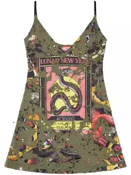 Diesel платье мини Lunar New Year of the Snake D-Jena-Dev, зеленый