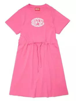 Diesel платье с поясом и логотипом, розовый