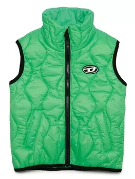 Diesel стеганый жилет с логотипом, зеленый
