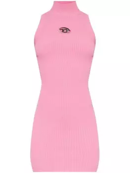 Diesel трикотажное платье мини с пряжкой Oval D, розовый