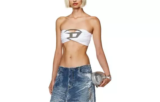 DIESEL Женский топ без бретелек, белый