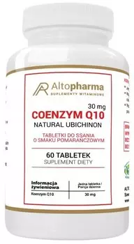 Диетическая добавка, AltoPharma, Коэнзим Q10 Форте 30 мг CoQ10 Убихинон для таблеток, апельсиновый вкус, 60 таблеток Inna Marka