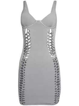 Dion Lee мини-платье с косами, серый