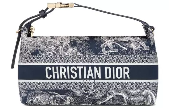 DIOR Дорожный клатч из технической ткани, женский, среднего размера, синий