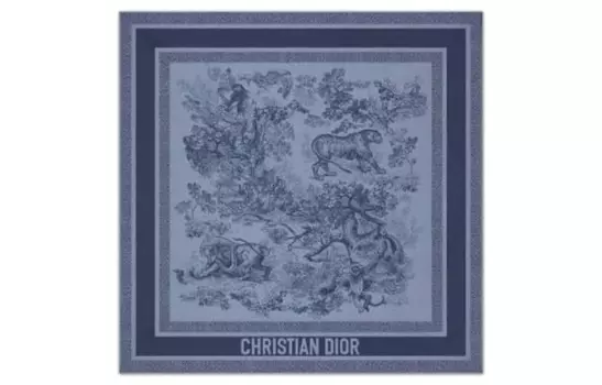 DIOR Шелковый шарф женский синего цвета