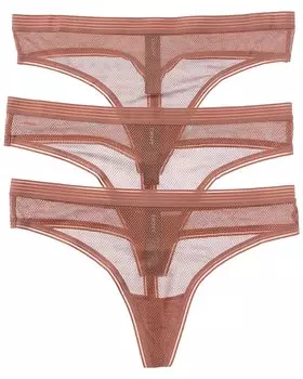 DKNY 3pk Прозрачные полосатые стринги, розовый