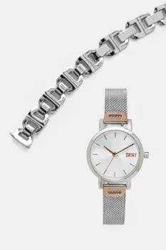 Dkny часы и браслет, серебряный