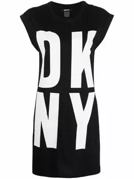 DKNY длинный топ с логотипом, черный