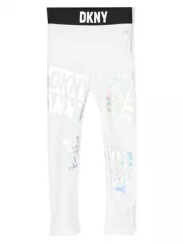 Dkny Kids легинсы с переливающимся логотипом, белый